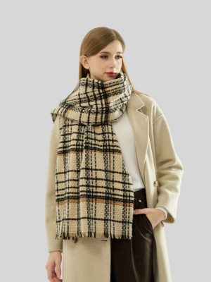 Women’s Gold Silk Red Plaid Scarf