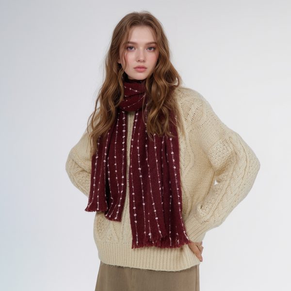 Autumn Winter Women’s Solid Color Polka Dot Scarf - Image 3