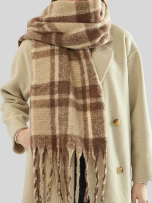 High-Grade Mohair Plaid Scarf for Women