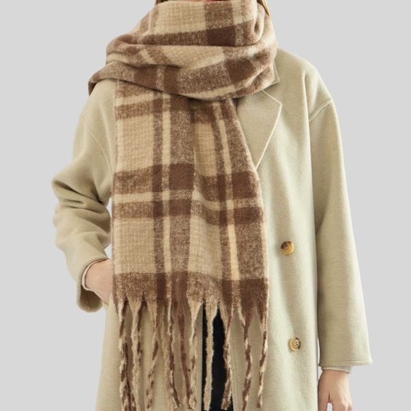 High-Grade Mohair Plaid Scarf for Women