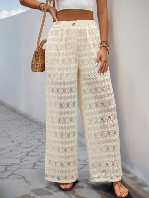 High-Waist Lace Wide-Leg Pants for Women – Summer Style