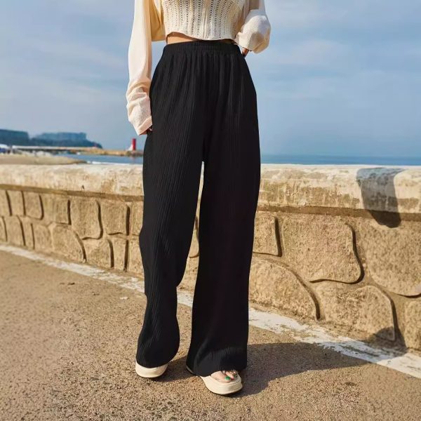 Women’s Loose Fit Black Drooping Wide Leg Pants - Image 2