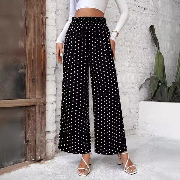 Women’s Polka Dot Print High Waist Wide Leg Pants