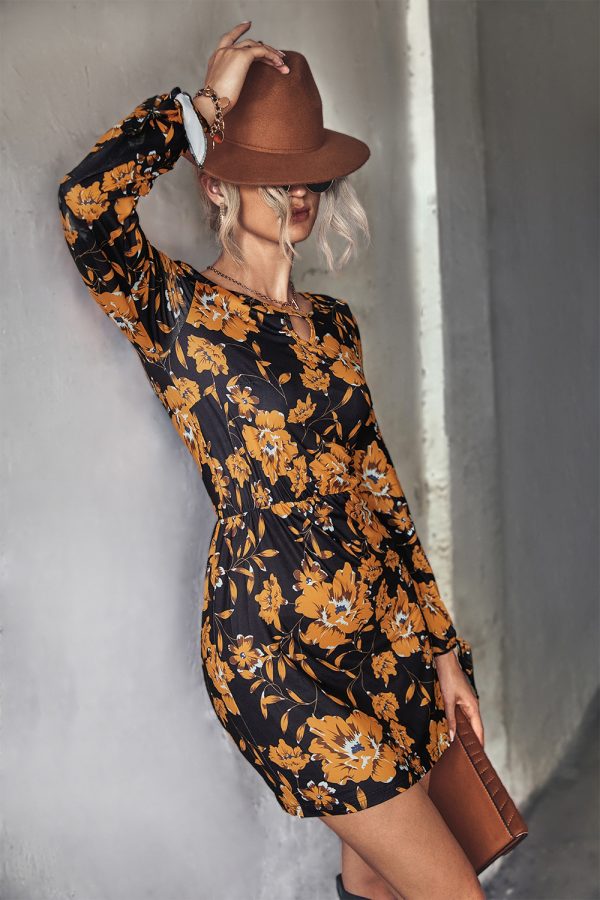 Autumn Women’s Lace Printed Sleeves Dress - Image 2