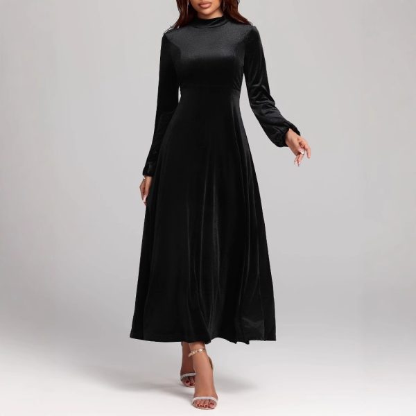 Autumn Winter Women Slimming Long Pleuche Dress