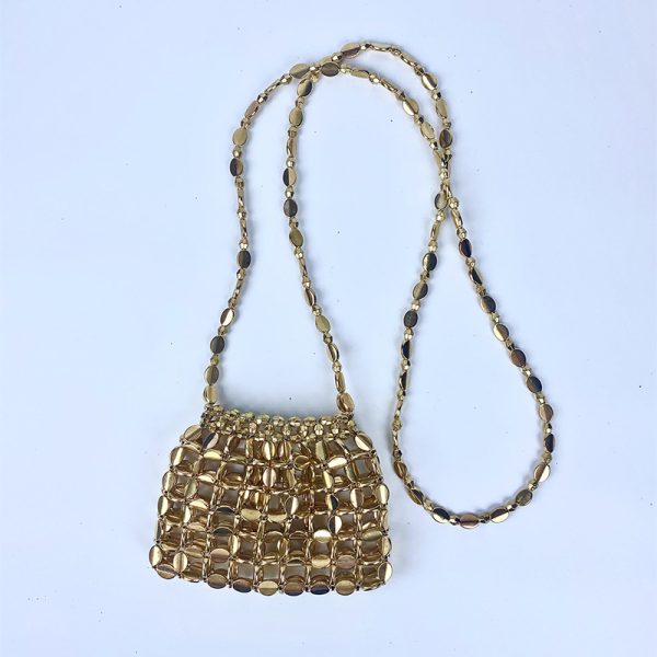 Shiny Retro Handwoven Sequin Beaded Acrylic Shoulder Phone Bag - Image 3