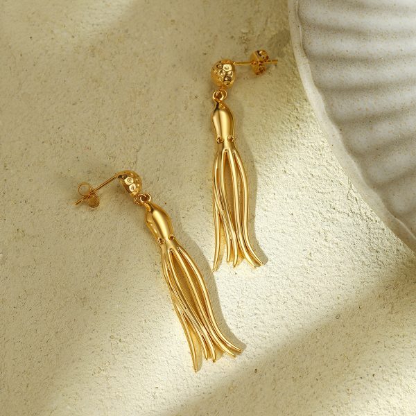 Cute Octopus Titanium Steel Tassel Earrings - Personality Design - Image 2