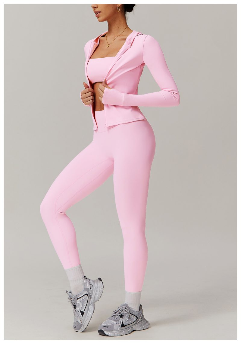 Zipper Brushed Tight Long Sleeved Sports Jacket for Women - Image 4