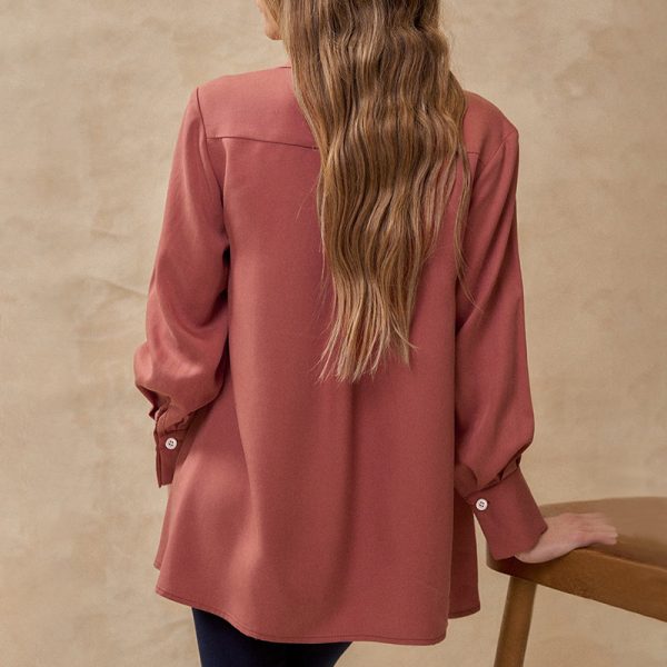 Women’s Single-Breasted Solid Color Cardigan Shirt - Image 4