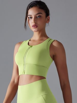 High-Strength Solid Color One-Piece Sports Zipper Vest