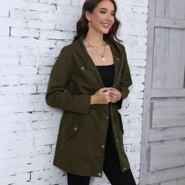 Spring Autumn Women's Anorak Coat - Mid-Length Waist-Defining Jacket