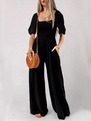 Spring Summer Sexy High Elastic Solid Color Jumpsuit for Women