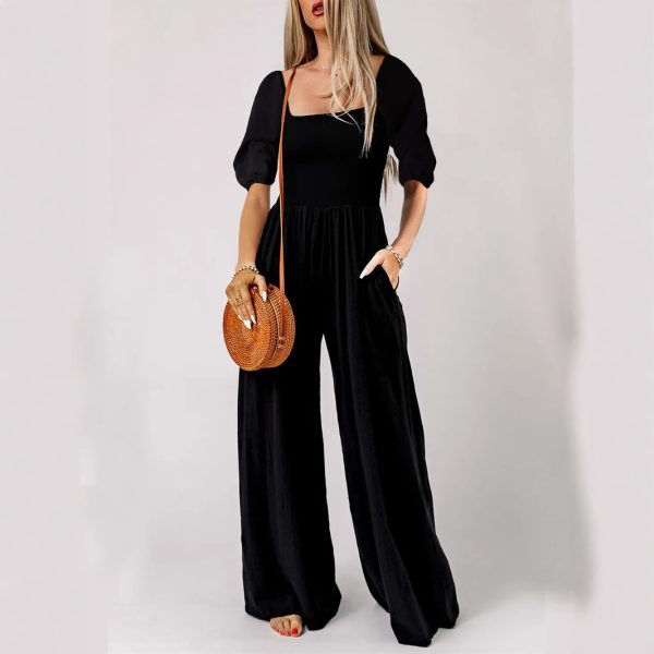 Spring Summer Sexy High Elastic Solid Color Jumpsuit for Women