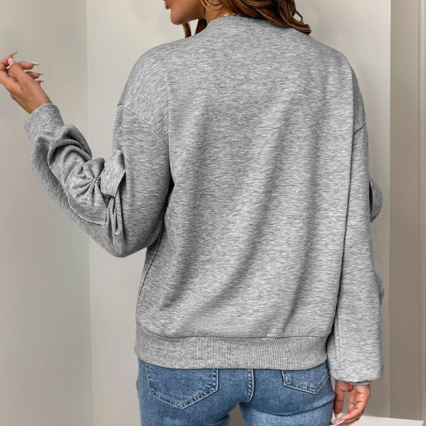 Women’s Casual Gray Sweatshirt - Image 4