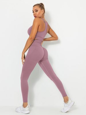 Seamless Solid Color Peach Hip-Lifting Sports Bra and Yoga Pants