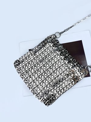 Large Silver Metal Sheet Chain Shoulder Crossbody Bag for Women