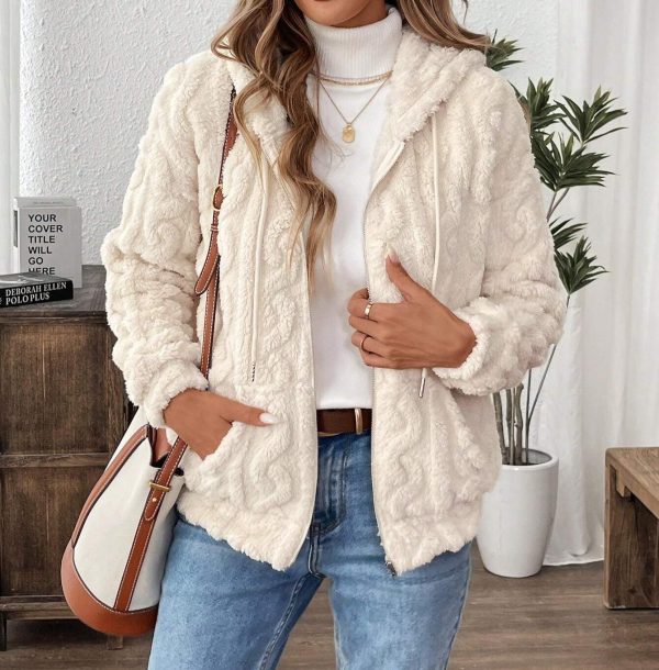 Women’s Double-Sided Plush Hooded Cardigan - Image 2