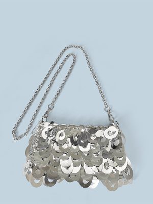 Niche Hollow Cutout Sequin Chain Mid-Length Messenger Bag for Women