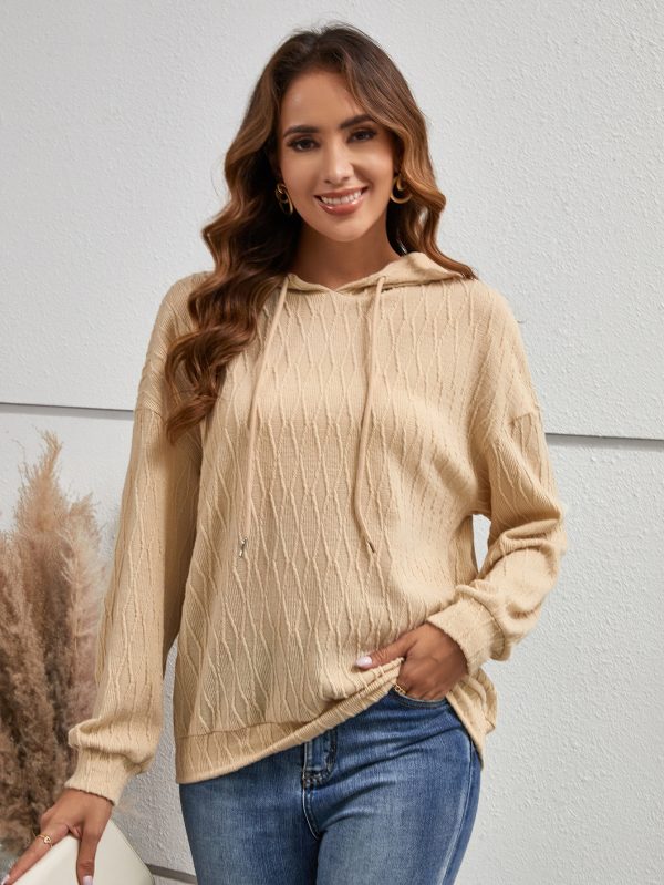 Hooded Loose Casual Solid Color Knitted Sweatshirt for Women - Image 2