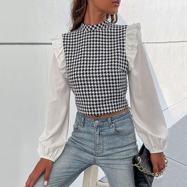 Women’s Houndstooth Short Shirt - Image 3