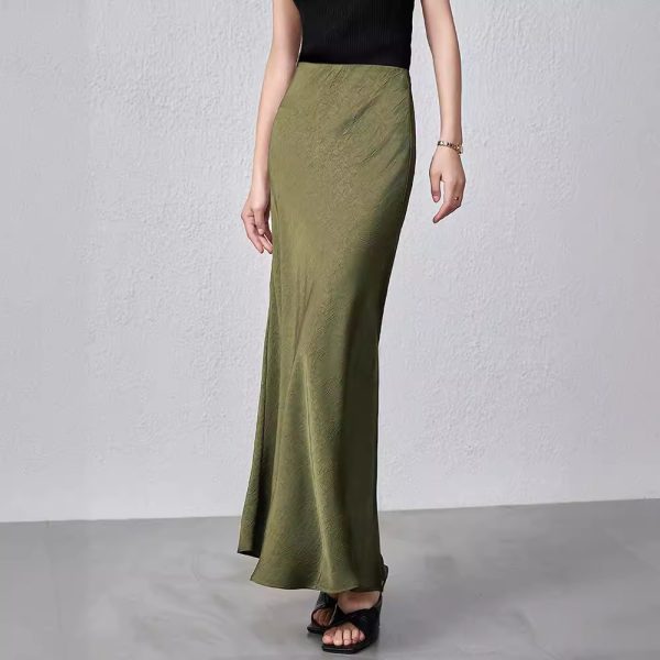 Women’s Summer Satin High Waist Elastic Long Skirt - Image 3