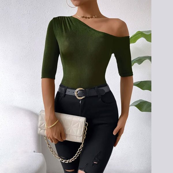 Women’s Summer Elegant Off-Shoulder Tight Bottoming Shirt - Image 2