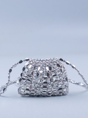 Shiny Retro Handwoven Sequin Beaded Acrylic Shoulder Phone Bag