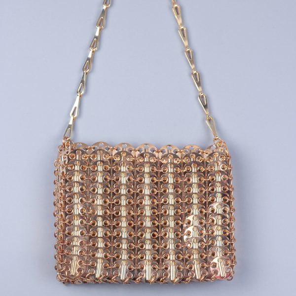 Trendy Handmade Metal Sequin Crossbody Chain Phone Bag for Women - Image 8