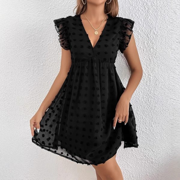 Summer Lotus Leaf Sleeve V-Neck Dress for Women