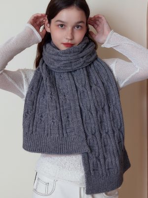 Women’s Winter Thickened Solid Color Knitted Woolen Scarf Shawl