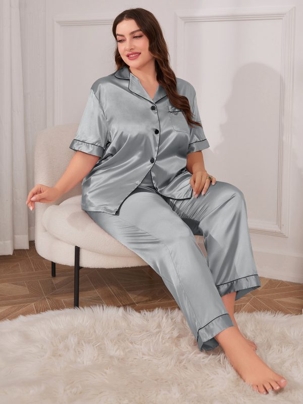 Plus Size Ice Silk Nightdress & Cardigan Pajamas Set for Women - Image 5