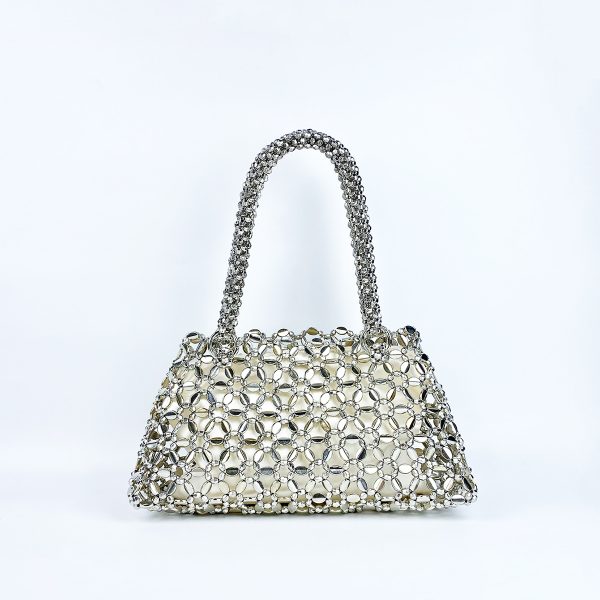 Handmade Pearl Hollow Woven Underarm Tote Bag for Women - Image 3