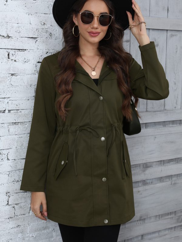 Spring Autumn Women's Anorak Coat - Mid-Length Waist-Defining Jacket - Image 2