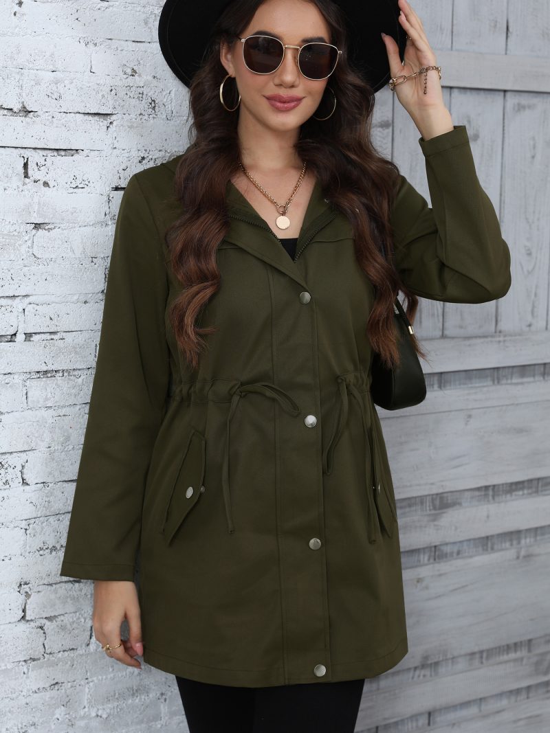 Spring Autumn Women's Anorak Coat - Mid-Length Waist-Defining Jacket - Image 2
