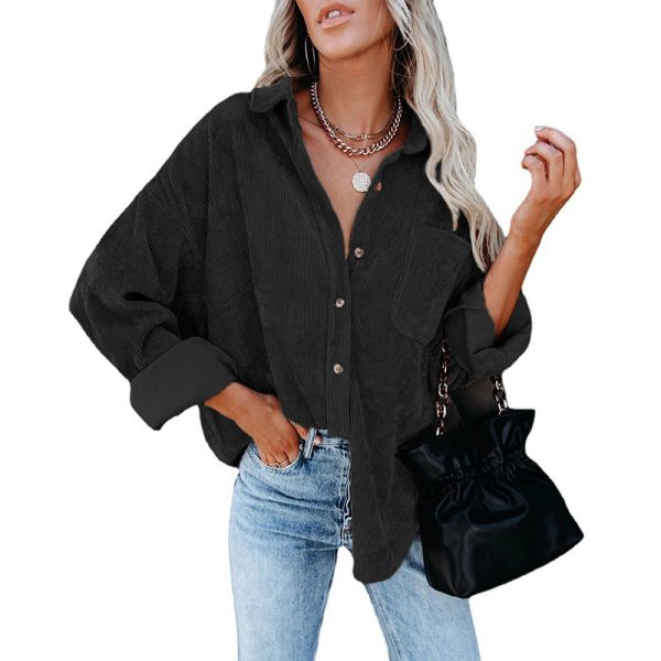 Autumn Winter Women’s Oversized Corduroy Loose Casual Shirt - Image 3