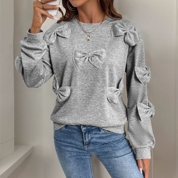 Women’s Casual Gray Sweatshirt - Image 3