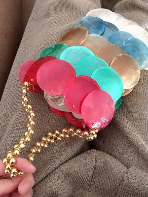 Handmade Colorful Woven Shell Beaded Fish Scale Chain Bag for Women