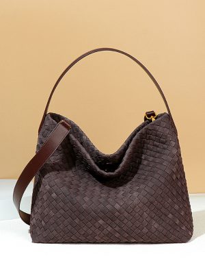 High-Quality Woven Frosted Tote Shoulder Handbag Autumn Winter