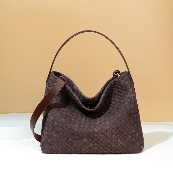 High-Quality Woven Frosted Tote Shoulder Handbag Autumn Winter