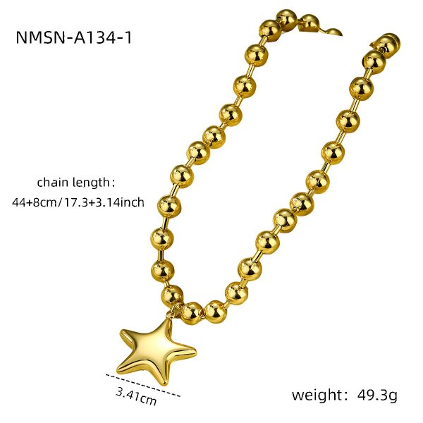 Stainless Steel Big Star Love Pendant Necklace Non-Fading - Image 2