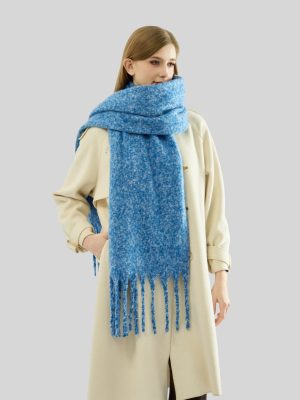 Solid Color Fringe Shawl Scarf for Women – Thick & Warm Winter Wrap