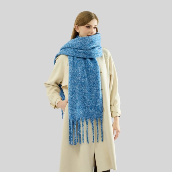 Solid Color Fringe Shawl Scarf for Women - Thick & Warm Winter Wrap