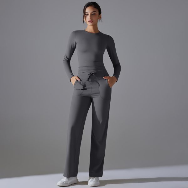 Nude-Feel Skin-Friendly Long Sleeve Yoga Wear Set with High-Strength Workout Clothes - Image 2