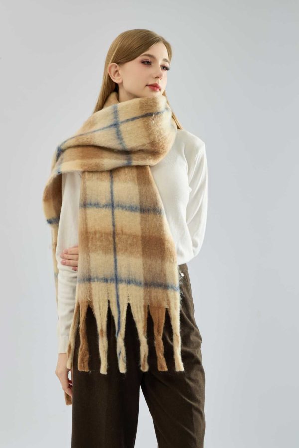 British College Plaid Mohair Scarf - Long & Warm Winter Accessory - Image 2