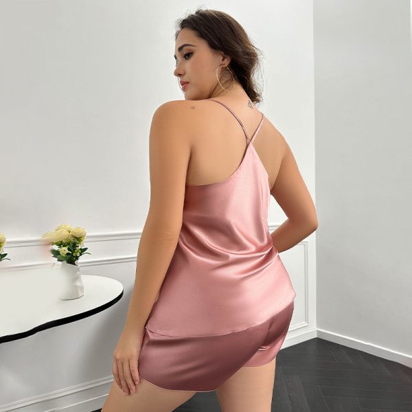 Plus Size Backless Suspender Pajama Set Sexy Triangle Strap Homewear - Image 2