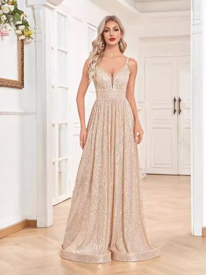 Women’s Sequined Backless Evening Dress