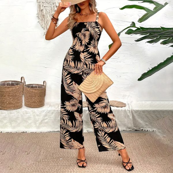 Printed Smocking Camisole Jumpsuit for Women - Image 3