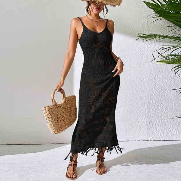 Sexy Cutout Sling Knitted Maxi Beach Dress - Image 4