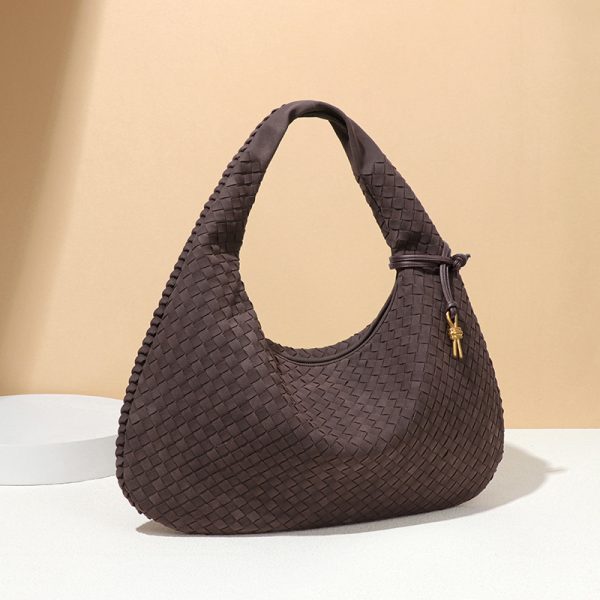 Woven Dumpling Handbag Soft Leather Office Underarm Bag Autumn Winter Retro Suede - Image 2