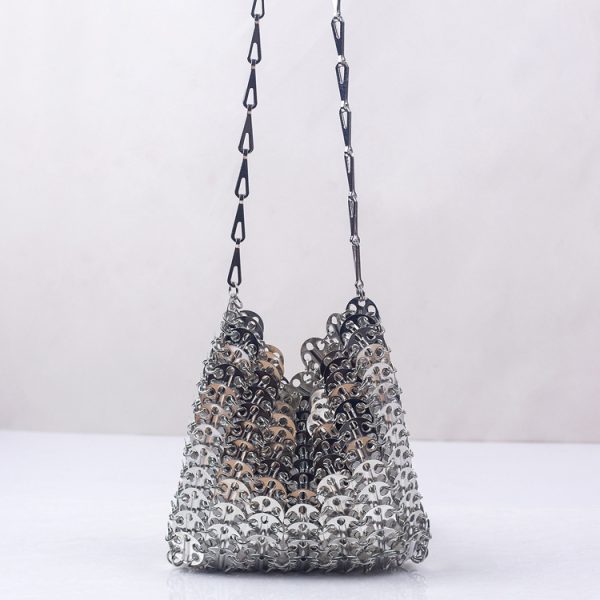 Trendy Handmade Metal Sequin Crossbody Chain Phone Bag for Women